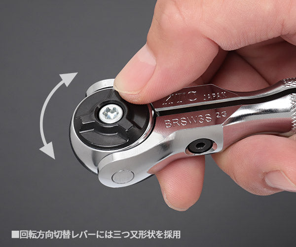 KTC BRSW3S 9.5sq. ショートスイベルラチェットハンドル コンパクトヘッド 送り角5° 3/8 9.5角 首振りラチェットハンドル