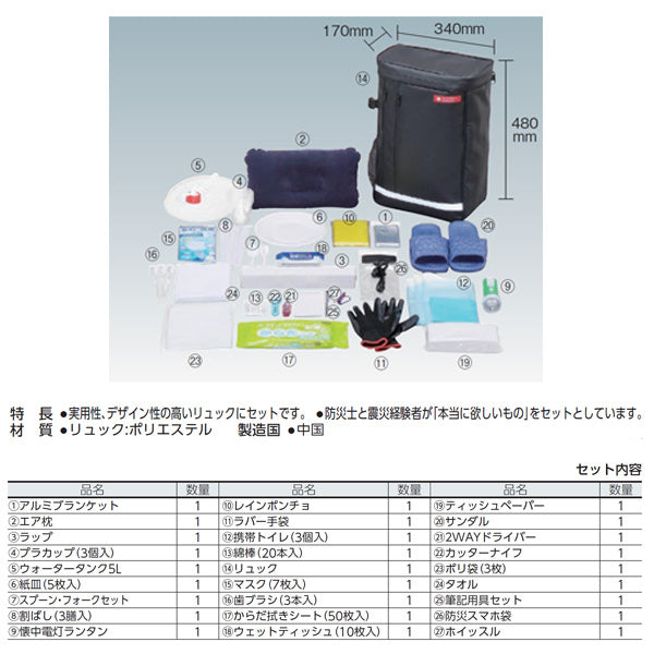 IRIS 288348 防災セット 1人用27点 BS1-27 アイリスオーヤマ