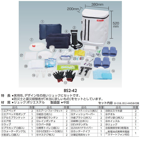 IRIS 288354 防災セット 2人用44点 BS2-44 アイリスオーヤマ