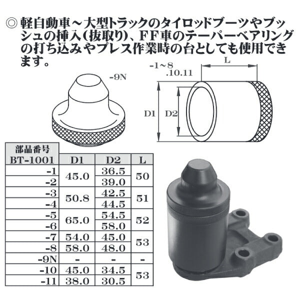 KOTO BT-1001 マルチショックアダプター 江東産業 タイロットエンドブーツの打ち込み作業用工具