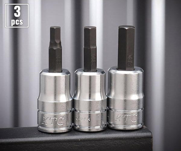 【ワケあり特価品】(状態A) KTC BT3-S-3P ショートヘキサゴンビットソケット3点セット (BT3-05S,06S,08S) 差込角9.5mm(9.5sq.)(3/8) エヒメマシンオリジナルセット