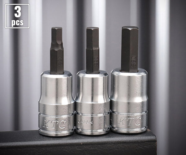 KTC BT3-S-3P ショートヘキサゴンビットソケット3点セット (BT3-05S,06S,08S) 差込角9.5mm(9.5sq.)(3/8) エヒメマシンオリジナルセット