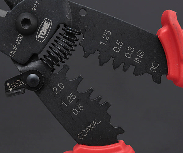 TONE 手動圧着工具 電工ペンチ 全長220mm (CMP-200)(4953488384437) トネ