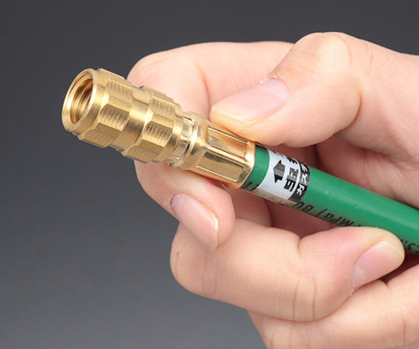 DENGEN HFC-134a専用虫押し付きチャージングホース(緑/ガス用) CP-H1200FGC-SS