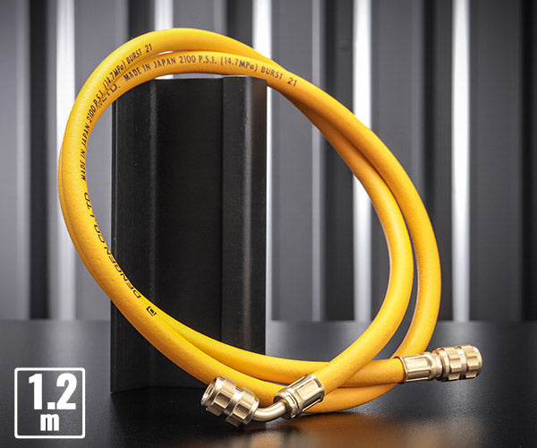 デンゲン 134aチャージングホース 黄 低圧用 1.2m 虫押しナシ 単品 (CP-H1200FY-SL) (4562396136764) DENGEN