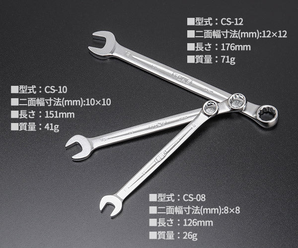 TONE コンビネーションスパナセット 3点セット メッキ処理 ビニール袋付き (CS300)(4953488422634) トネ