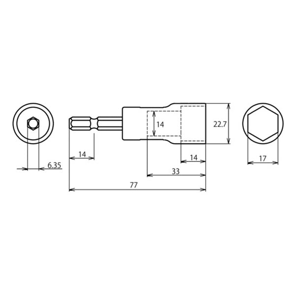 ロブテックス 電ドルソケット“ストロック” ショートソケット 6角 対辺17mm DS17SS エビ LOBSTER ロブスター エビ印工具 LOBTEX