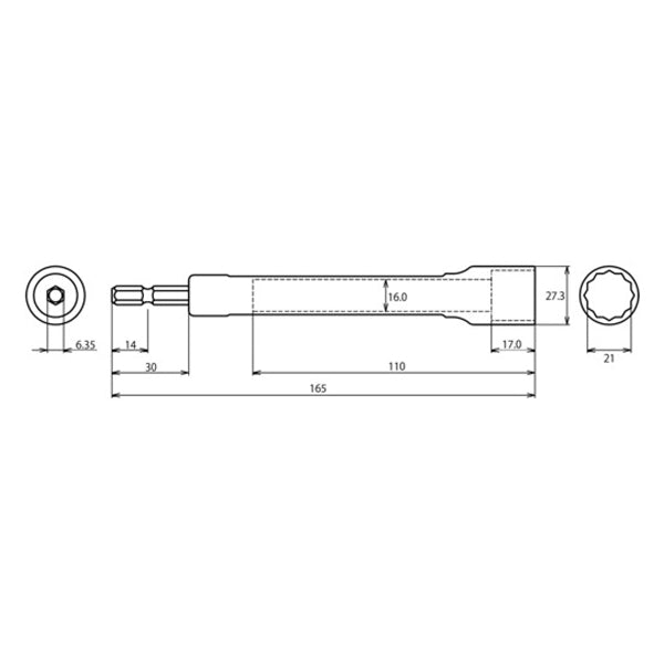 ロブテックス 電ドルソケット“ストロック” ロングソケット 12角 対辺21mm DS21L エビ LOBSTER ロブスター エビ印工具 LOBTEX