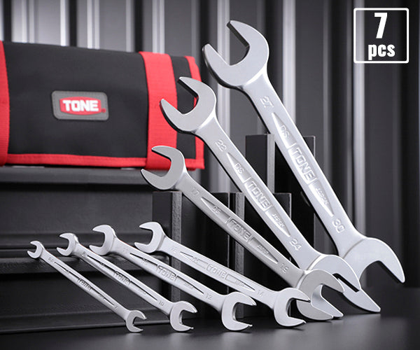 TONE 両口スパナセット 7本組 メッキ処理 1300g (DS700)(4953488297225) トネ