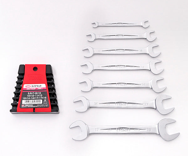 TONE 両口スパナセット 7本組 メッキ処理 540g (DS700P)(4953488307900) トネ