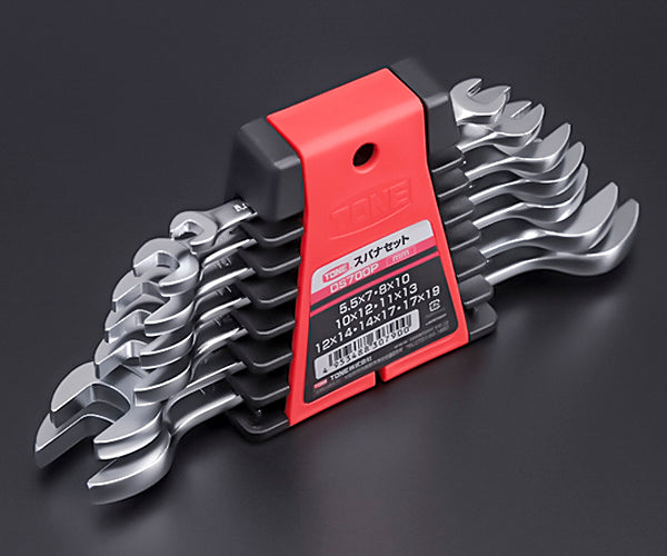 TONE 両口スパナセット 7本組 メッキ処理 540g (DS700P)(4953488307900) トネ
