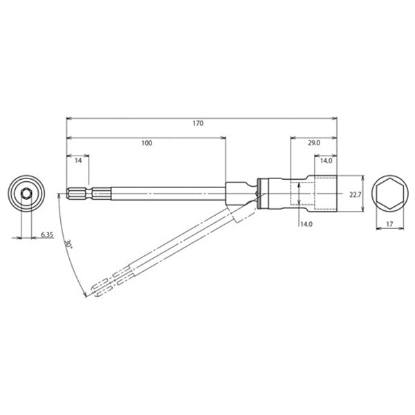 ロブテックス ユニバーサルロングソケット“ストロック” 6角 対辺17mm DSU17LS エビ LOBSTER ロブスター エビ印工具 LOBTEX