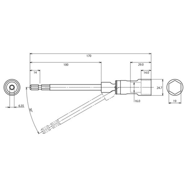 ロブテックス ユニバーサルロングソケット“ストロック” 6角 対辺19mm DSU19LS エビ LOBSTER ロブスター エビ印工具 LOBTEX