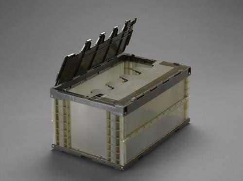 エスコ 649x439x340mm/73.9L 折畳コンテナ(半透明・蓋) EA506AA-100D ESCO