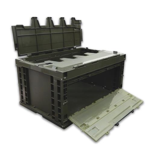 エスコ 649x439x327mm/76.2L 折畳コンテナ(OD/蓋・扉付) EA506AA-23D ESCO