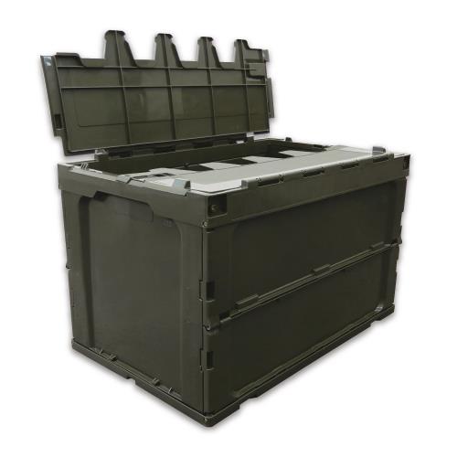 エスコ 648x440x419mm/92.2L 折畳コンテナ(OD/蓋付) EA506AA-9D ESCO