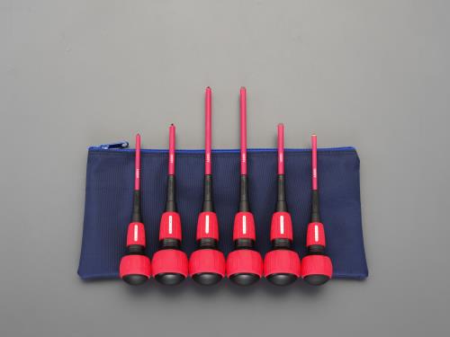 エスコ 6本組 ドライバー(パワーG 電工・絶縁/ケース付) EA557AR-600 ESCO