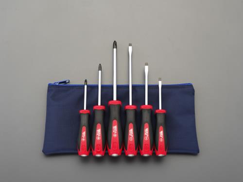 エスコ 6本組 ドライバー(貫通柄・ケース付) EA557DF-600 ESCO