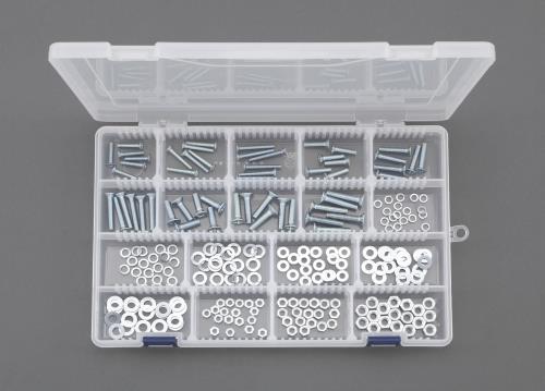 エスコ M4・M5・M6 皿小ネジ・ナット・ワッシャーセット(ユニクロメッキ) EA949AF-33 ESCO