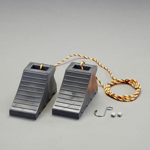 エスコ 110x235x125mm タイヤストッパー(黒/ヒモ付/1組) EA984VA-91 ESCO