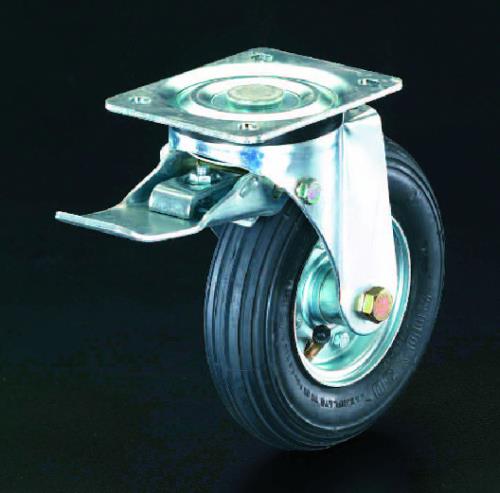 エスコ 260mm キャスター(自在・空気入・前輪ブレーキ) EA986HH-3 ESCO