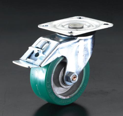 エスコ 200mm キャスター(自在金具・後輪ブレーキ付) EA986JK-4 ESCO