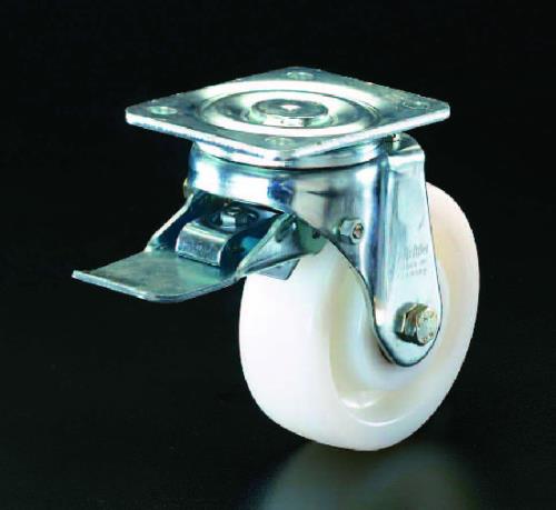 エスコ 200mm キャスター(自在・後ブレーキ付・ステンレス製) EA986LM-4 ESCO