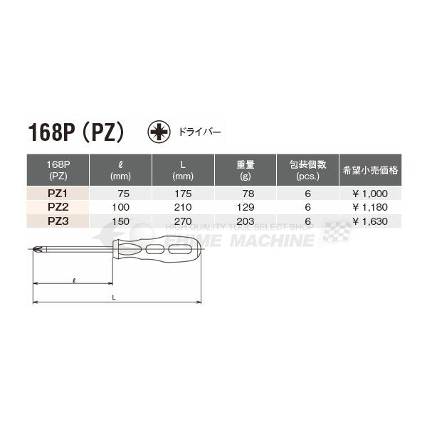 コーケン 168P-PZ3 ポジドライブ ドライバー Ko-ken 工具