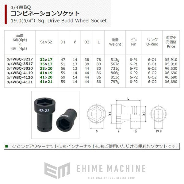 FPCのインパクトレンチ用コンビネーションソケットの画像5