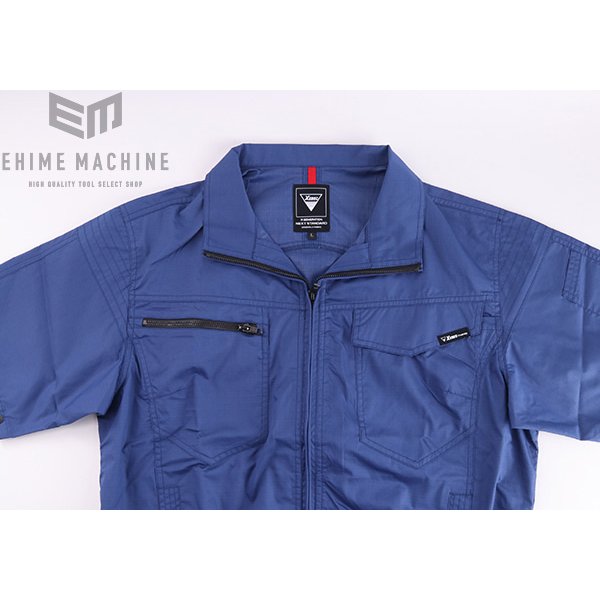 ジーベック 空調服 高密度TC制電リップ組織 空調服制電半袖ブルゾン M ネイビーブルー XE98013-16-M XEBEC 熱中症対策 作業服 夏 クール 屋外 冷却