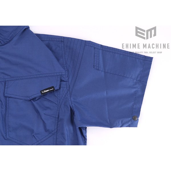 ジーベック 空調服 高密度TC制電リップ組織 空調服制電半袖ブルゾン M ネイビーブルー XE98013-16-M XEBEC 熱中症対策 作業服 夏 クール 屋外 冷却