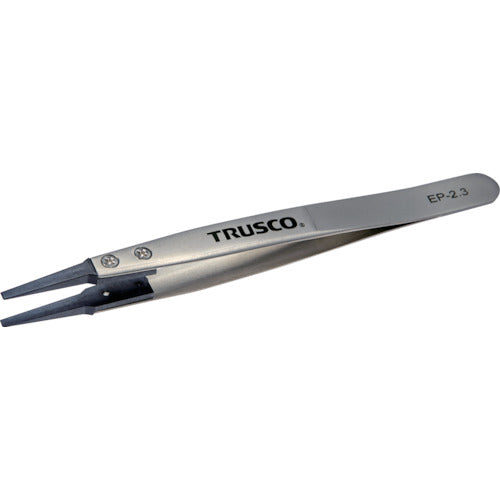 TRUSCO ESDチップピンセット 先平型 先端幅2.3mm EP-2.3