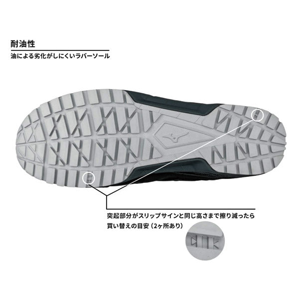 ミズノ 安全靴 F1GA200205 ダークグレー×グレー×イエロー オールマイティ AS 15L MIZUNO ワーキングシューズ おしゃれ かっこいい 作業靴 スニーカー