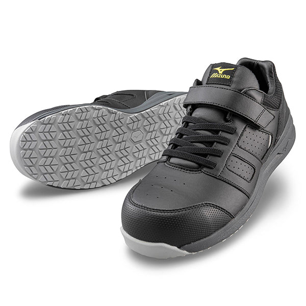 ミズノ 安全靴 F1GA220109 ブラック×ダークグレー オールマイティ AS2 34L ベルトタイプ MIZUNO おしゃれ かっこいい 作業靴 スニーカー