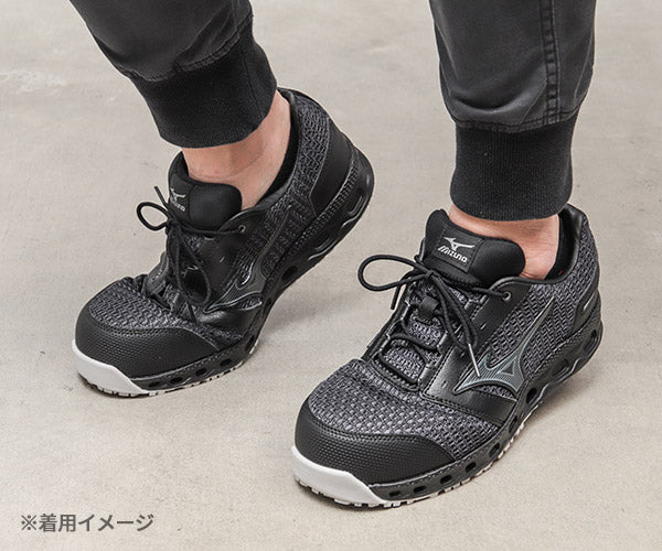 ミズノ 安全靴 オールマイティ VH11L ブラック×ダークシルバー F1GA220409 MIZUNO ALMIGHTY 紐タイプ おしゃれ かっこいい 作業靴 スニーカー