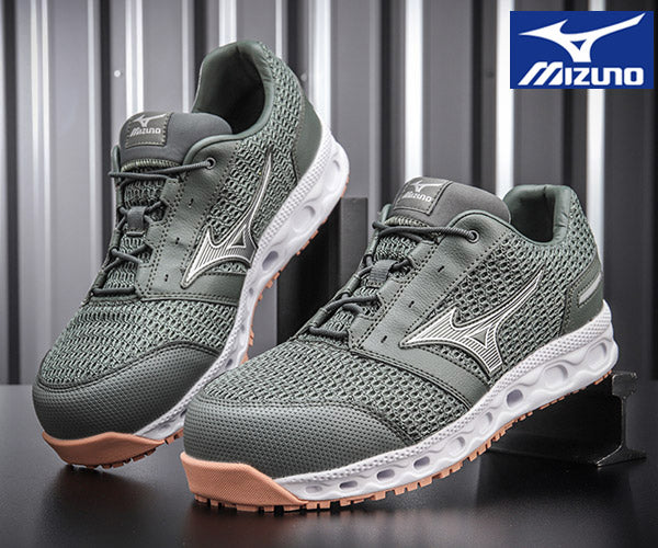 ミズノ 安全靴 オールマイティ VH11L カーキー×シルバー F1GA220436 MIZUNO ALMIGHTY 紐タイプ おしゃれ かっこいい 作業靴 スニーカー