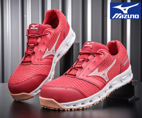 ミズノ 安全靴 オールマイティ VH11L レッド×ホワイト F1GA220462 MIZUNO ALMIGHTY 紐タイプ おしゃれ かっこいい 作業靴 スニーカー