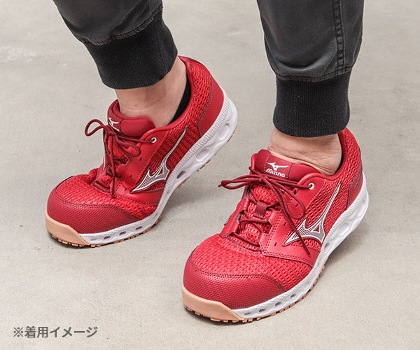ミズノ 安全靴 オールマイティ VH11L レッド×ホワイト F1GA220462 MIZUNO ALMIGHTY 紐タイプ おしゃれ かっこいい 作業靴 スニーカー