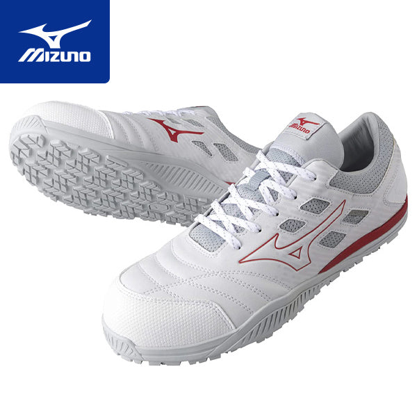 ミズノ 安全靴 オールマイティ TDII11L F1GA230001 ホワイト×レッド ワーキングシューズ MIZUNO おしゃれ かっこいい 作業靴 紐タイプ JSAA A種 プロスニーカー プロアクティブスニーカー