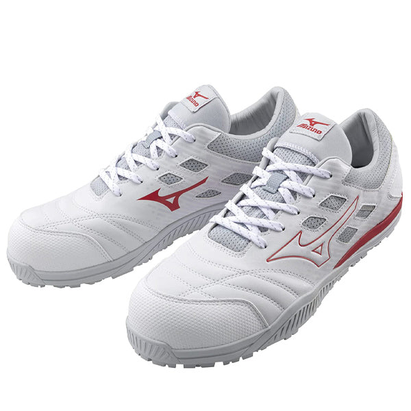 ミズノ 安全靴 オールマイティ TDII11L F1GA230001 ホワイト×レッド ワーキングシューズ MIZUNO おしゃれ かっこいい 作業靴 紐タイプ JSAA A種 プロスニーカー プロアクティブスニーカー