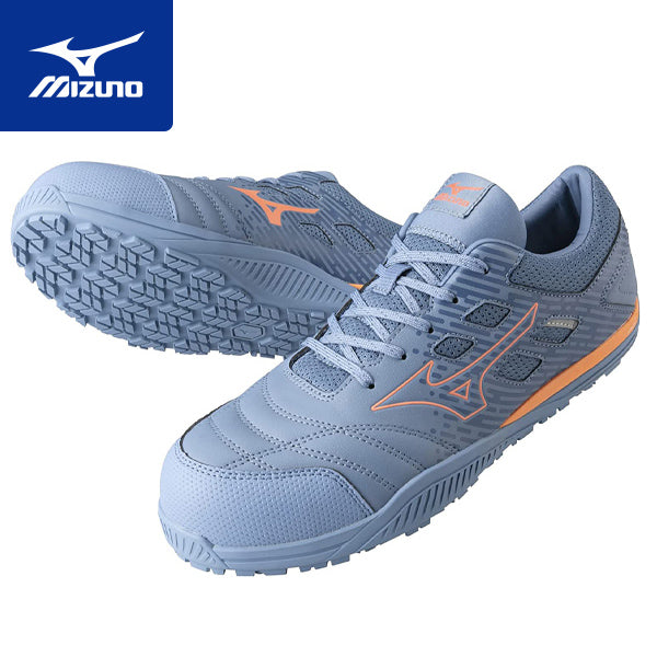 ミズノ 安全靴 オールマイティ TDII11L F1GA230027 ブルーグレー×コーラル ワーキングシューズ MIZUNO おしゃれ かっこいい 作業靴 紐タイプ JSAA A種 プロスニーカー プロアクティブスニーカー