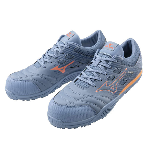 ミズノ 安全靴 オールマイティ TDII11L F1GA230027 ブルーグレー×コーラル ワーキングシューズ MIZUNO おしゃれ かっこいい 作業靴 紐タイプ JSAA A種 プロスニーカー プロアクティブスニーカー