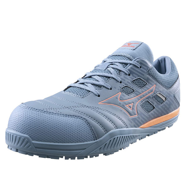 ミズノ 安全靴 オールマイティ TDII11L F1GA230027 ブルーグレー×コーラル ワーキングシューズ MIZUNO おしゃれ かっこいい 作業靴 紐タイプ JSAA A種 プロスニーカー プロアクティブスニーカー