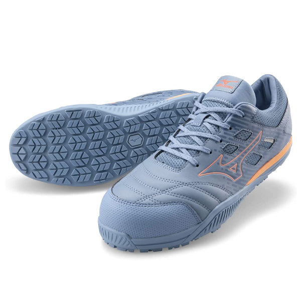 ミズノ 安全靴 オールマイティ TDII11L F1GA230027 ブルーグレー×コーラル ワーキングシューズ MIZUNO おしゃれ かっこいい 作業靴 紐タイプ JSAA A種 プロスニーカー プロアクティブスニーカー