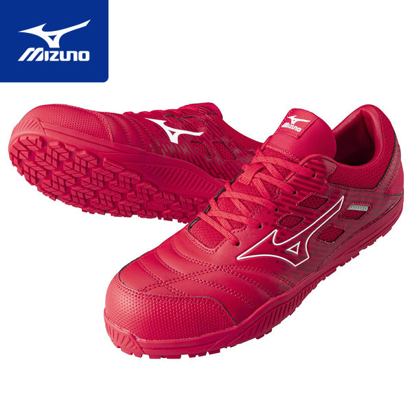 ミズノ 安全靴 オールマイティ TDII11L F1GA230062 レッド×ホワイト ワーキングシューズ MIZUNO おしゃれ かっこいい 作業靴 紐タイプ JSAA A種 プロスニーカー プロアクティブスニーカー