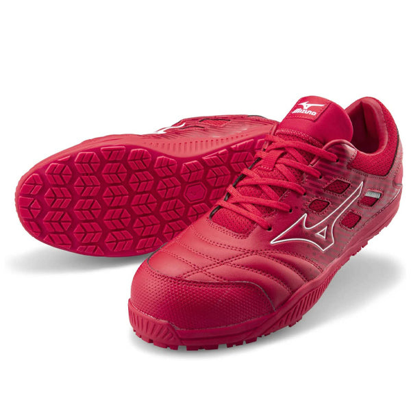 ミズノ 安全靴 オールマイティ TDII11L F1GA230062 レッド×ホワイト ワーキングシューズ MIZUNO おしゃれ かっこいい 作業靴 紐タイプ JSAA A種 プロスニーカー プロアクティブスニーカー