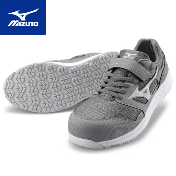 ミズノ 安全靴 オールマイティ EU33L F1GA230205 グレー×ライトグレー ワーキングシューズ MIZUNO ワークシューズ おしゃれ かっこいい 作業靴 ゴム紐&ベルトタイプ JSAA A種 プロスニーカー プロアクティブスニーカー