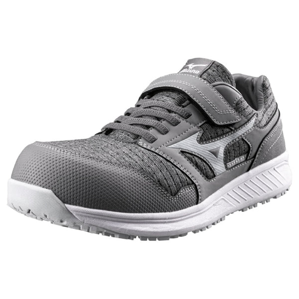 ミズノ 安全靴 オールマイティ EU33L F1GA230205 グレー×ライトグレー ワーキングシューズ MIZUNO ワークシューズ おしゃれ かっこいい 作業靴 ゴム紐&ベルトタイプ JSAA A種 プロスニーカー プロアクティブスニーカー