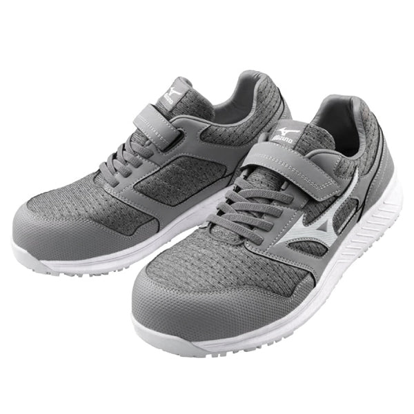 ミズノ 安全靴 オールマイティ EU33L F1GA230205 グレー×ライトグレー ワーキングシューズ MIZUNO ワークシューズ おしゃれ かっこいい 作業靴 ゴム紐&ベルトタイプ JSAA A種 プロスニーカー プロアクティブスニーカー