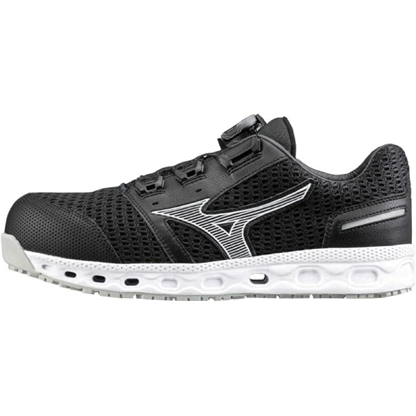ミズノ 安全靴 オールマイティ VH51L BOA F1GA230609 ブラック×シルバー ワーキングシューズ MIZUNO おしゃれ かっこいい 作業靴 boa JSAA A種 プロスニーカー プロアクティブスニーカー